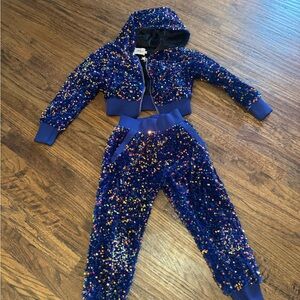 Sequin Blue Two-Piece Set